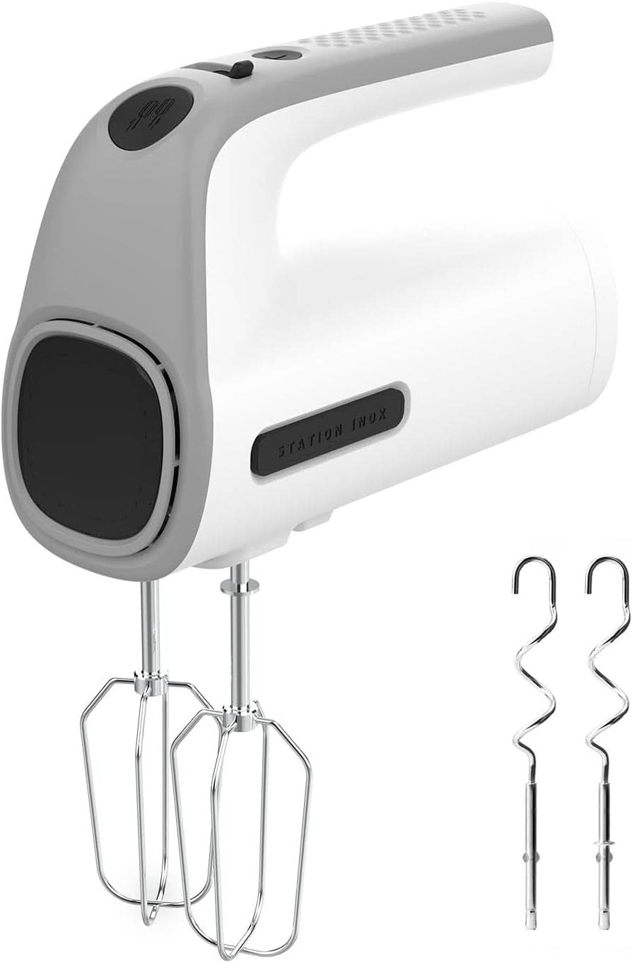 Taurus Station Inox - Standrührgerät Für Bakewaren, 500W, 5 Geschwindigkeiten, Turbofunktion, 2 Arten Von Rührstäben: Kneten Und Mixen, Weiß/Schwarz Mother and Child Naty Shop 300W Kompakt