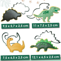 ScrapCooking - 4 emporte-pièces dinosaures - emporte-pièces en métal - mini emporte-pièces dinosaures - décorations d'anniversaire animaux de la jungle accessoires de pâtisserie - 2085