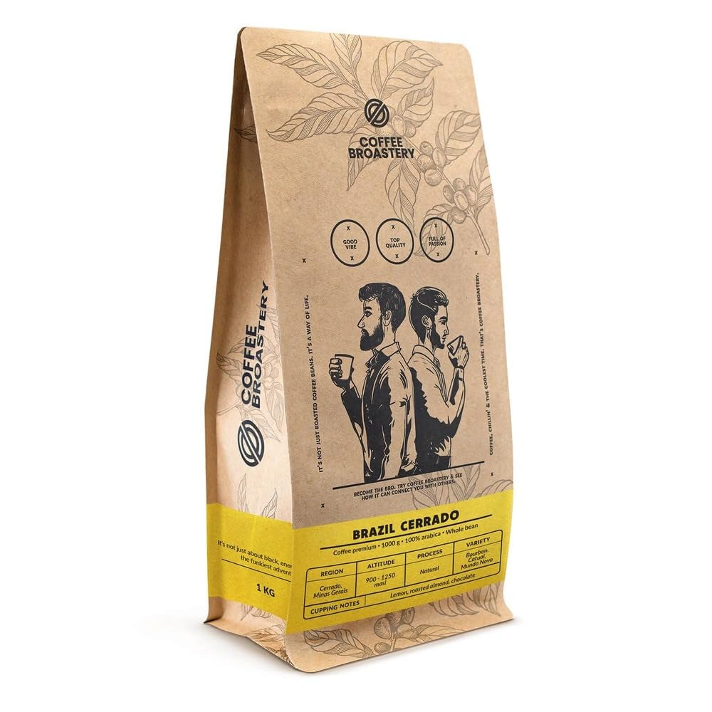 Lot de café en grains 2x1kg 2000g | Brésil Mogiana | Brésil Cerrado | Brésil | Café spécial | Fraîchement frit