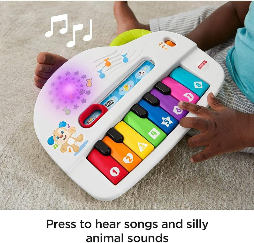 Fisher-Price Premier clavier pour bébé - piano jouet portable avec 4 options de lecture, chansons, lumières et sons, apprentissage ludique, version : UK-anglais , GFK04 Baby Toys Naty Shop