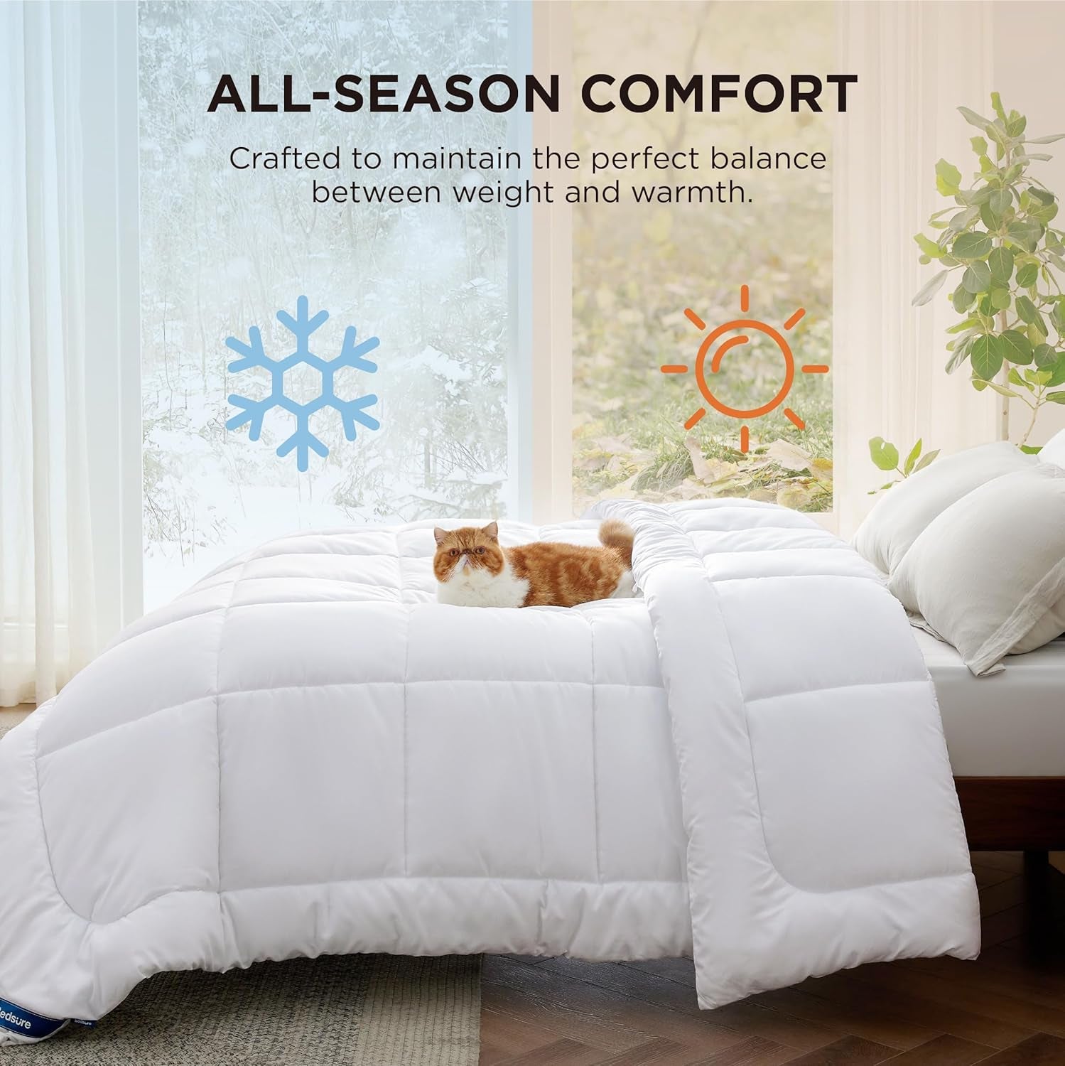 BEDSURE Cuvertură matlasată Full/Queen (88"X88") Alb Plapumi si pilote Naty Shop