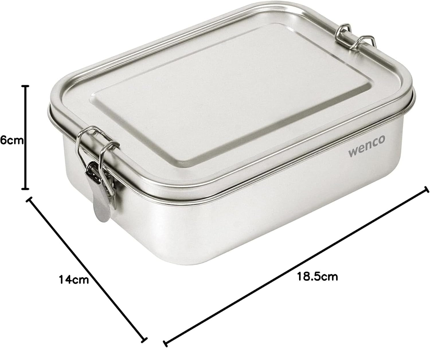Wenco Boîte à lunch en acier inoxydable 2 compartiments Grande capacité 850 ml Boîte à lunch Étanche Passe au lave-vaisselle Comprenant un anneau de remplacement en silicone 18,5 x 14 x 5,5 cm Argent (Paquet de 2) Boîtes de conservation des aliments Naty Shop