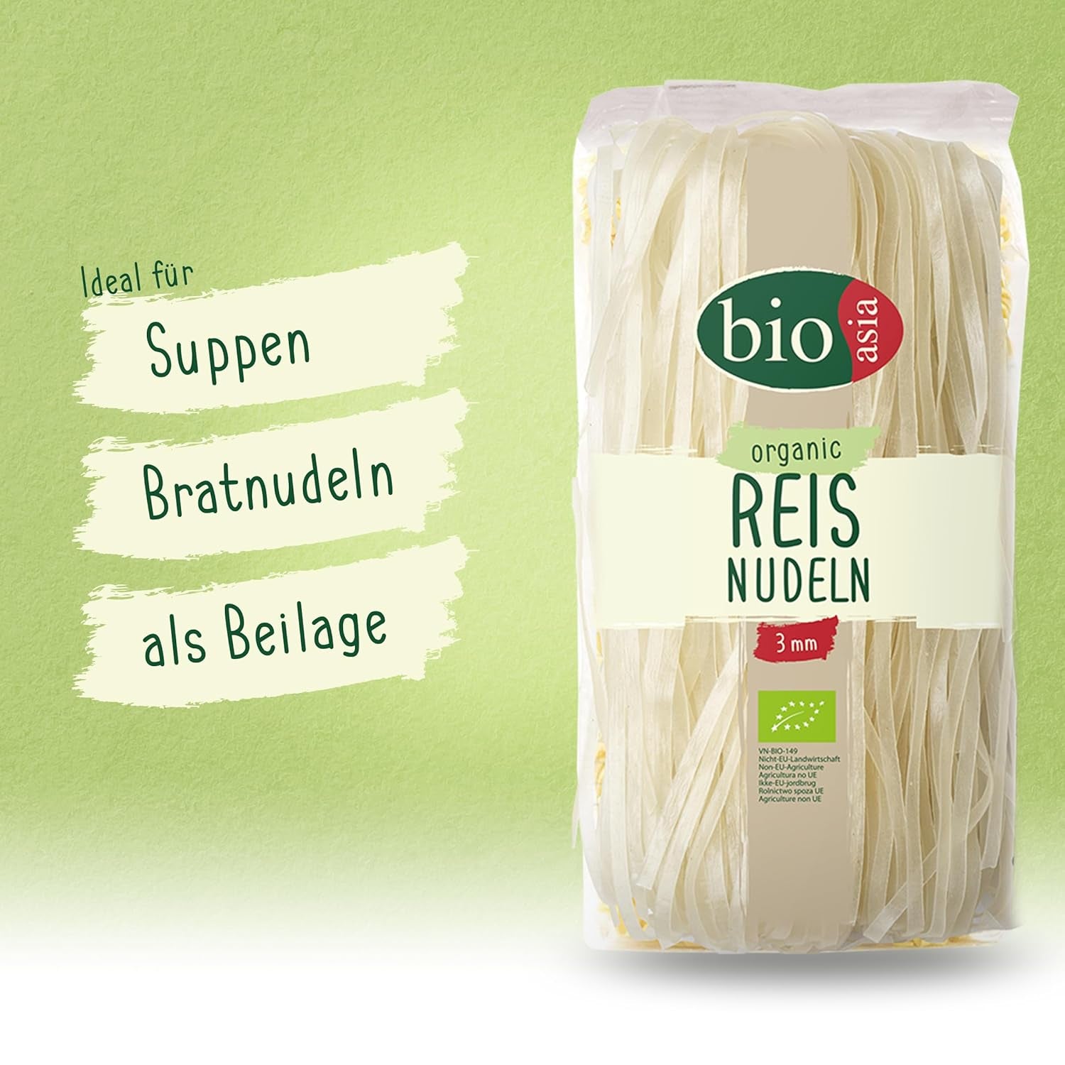 BIOASIA Nouilles de riz biologiques, nouilles asiatiques à la farine de riz 100 % biologique, sans gluten et végétaliennes, 1 x 200 g