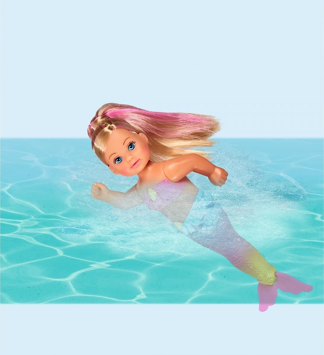 Simba 105733318 - Evi Love Swimming Mermaid, Evi comme une sirène, Sait nager correctement, Avec figurine de poisson, Poupée à habiller, 12 cm, Pour les enfants à partir de 3 ans Poupées Naty Shop