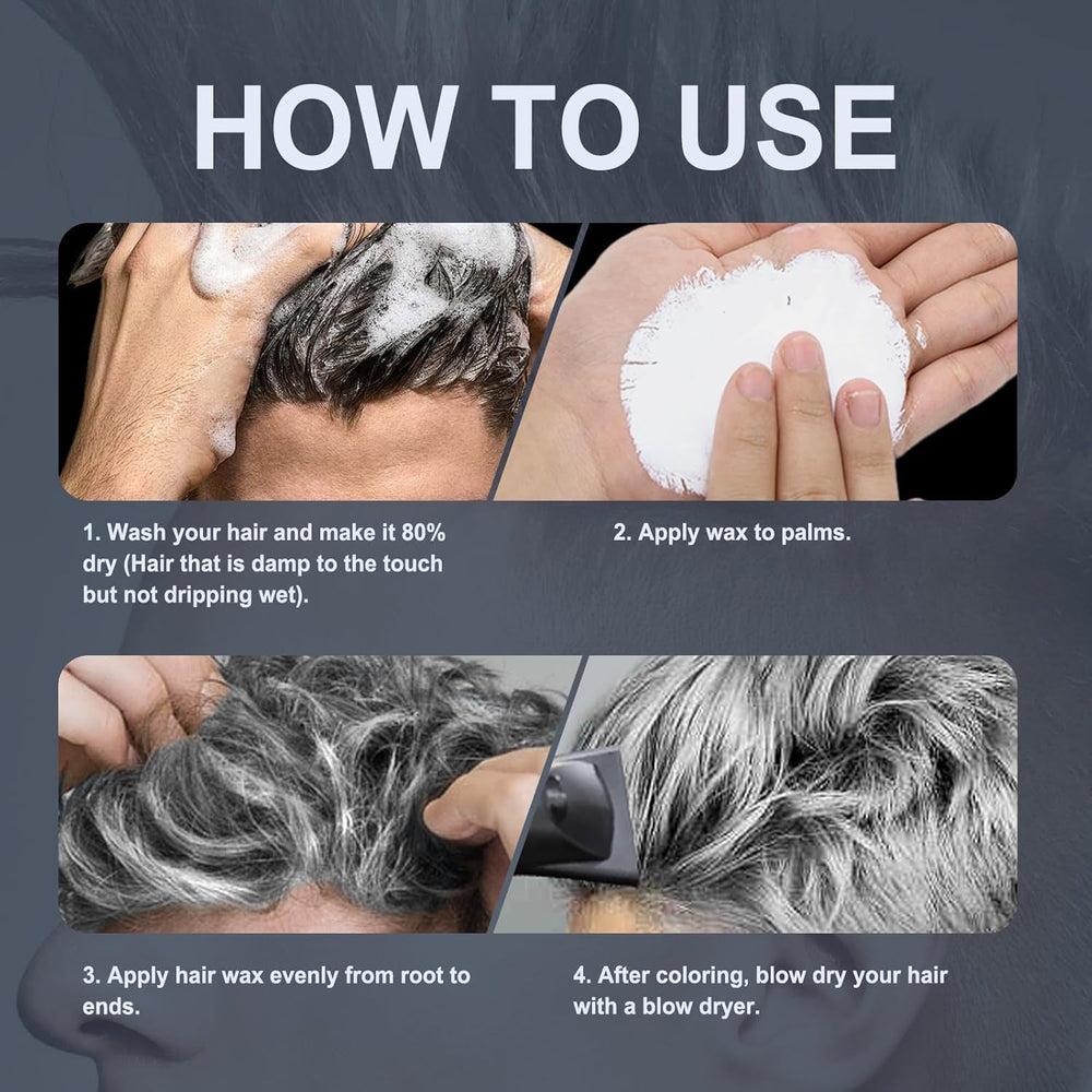 JVR Cire capillaire temporaire 80 g de cire lavable pour enfants, femmes et hommes, coiffure naturelle mate pour fête, cosplay, Halloween, Noël, mascarade, bricolage (gris 80 g) Naty Shop Coloration capillaire