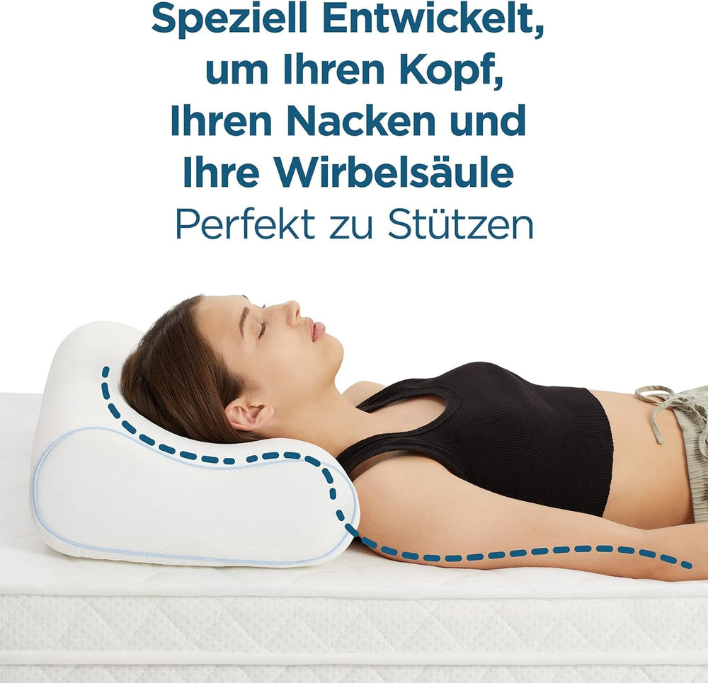 Oreiller orthopédique ORTHOVERSE - oreiller de soutien du cou, oreiller de couchage, oreiller, oreiller en mousse à mémoire de forme, oreiller, oreiller pour douleurs cervicales - réglable en hauteur, housse à l'aloe vera, aide médicale Naty Shop Oreillers orthopédiques cervicaux