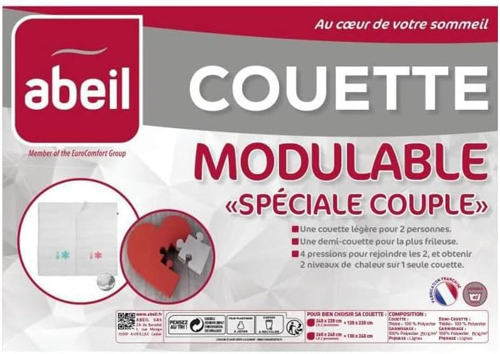 Abeil Couette Modulable Spécial Couple 220 X 240 Cm Couettes et couettes Naty Shop