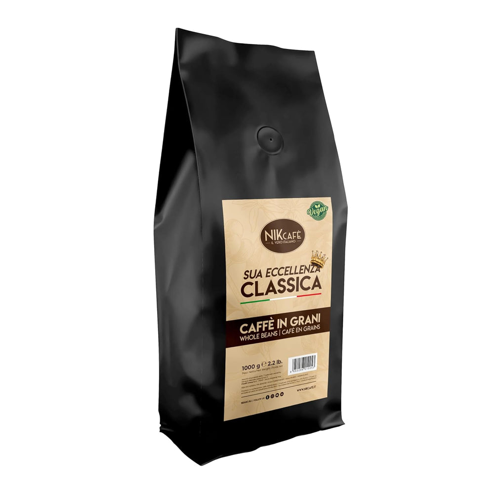NIK CAFE' – Mélange Classico – grains de café torréfiés. Son Excellence, le robuste. 100% robuste