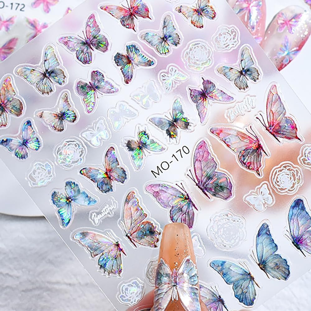 Autocollants pour ongles papillon en relief 5D autocollants de décoration d'ongles papillons auto-adhésifs autocollants d'art d'ongle de papillon aurore autocollants d'art d'ongle de papillon de conception d'accessoires d'ongle autocollants d'art d'ongle de papillon
