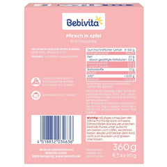 Sachets compressibles pêche pomme - paquet de 16 (4 paquets, 4 x 90 g chacun), sans sucre ajouté, sans gluten, végétalien, idéal pour les bébés à partir de 5 mois, parfait pour emporter