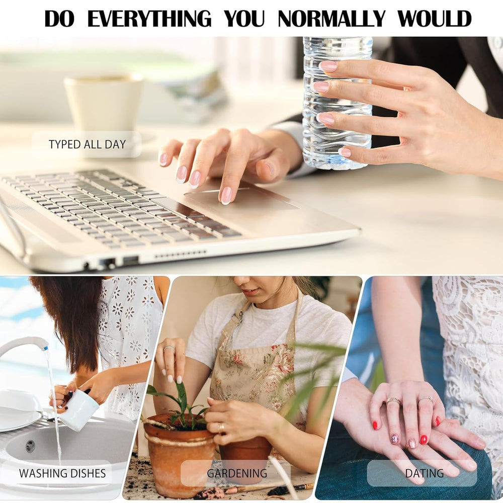 Ensemble de faux ongles adhésifs – Faux ongles français – 24 pièces, design carré court, ongles artificiels dégradés blanc et rose, manucure ballerine (dégradé rose court)