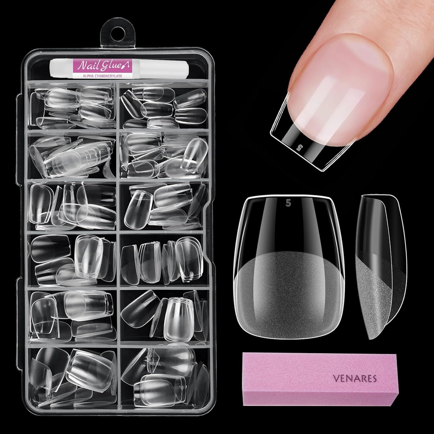 Ongles courts à couverture complète 120 pièces bouts d'ongles courts en forme d'amande bouts d'ongles courts en forme d'amande en gel souple 12 tailles bouts d'ongles courts préformés semi-mats pour ongles en gel