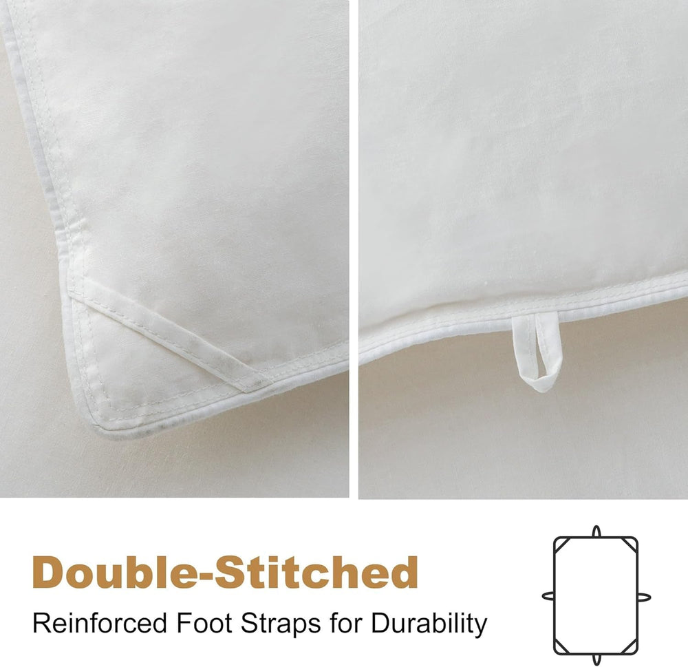 Couette en duvet d'oie Downaero™ pour lits king size, 100 % coton égyptien satiné, pouvoir gonflant de 900, chaleur moyenne, toutes saisons, blanc Naty Shop Couettes et couettes