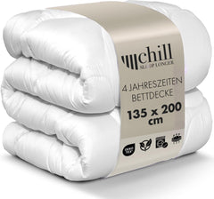 Couette 4 saisons 135X200-Couette toutes saisons 2 en 1 135X200 - Couette respirante, lavable et vegan - Couette duo avec bande de confort pour dormir - Garnissage 500G & 700G Couettes et couettes Naty Shop 135 X 200 Cm