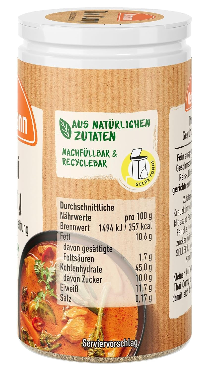 Ostmann Gewürze - Curry Thaï Gewürzzubereitung | Nachfüllbare & recyclable Verpackung | 40 g dans Der Streudose