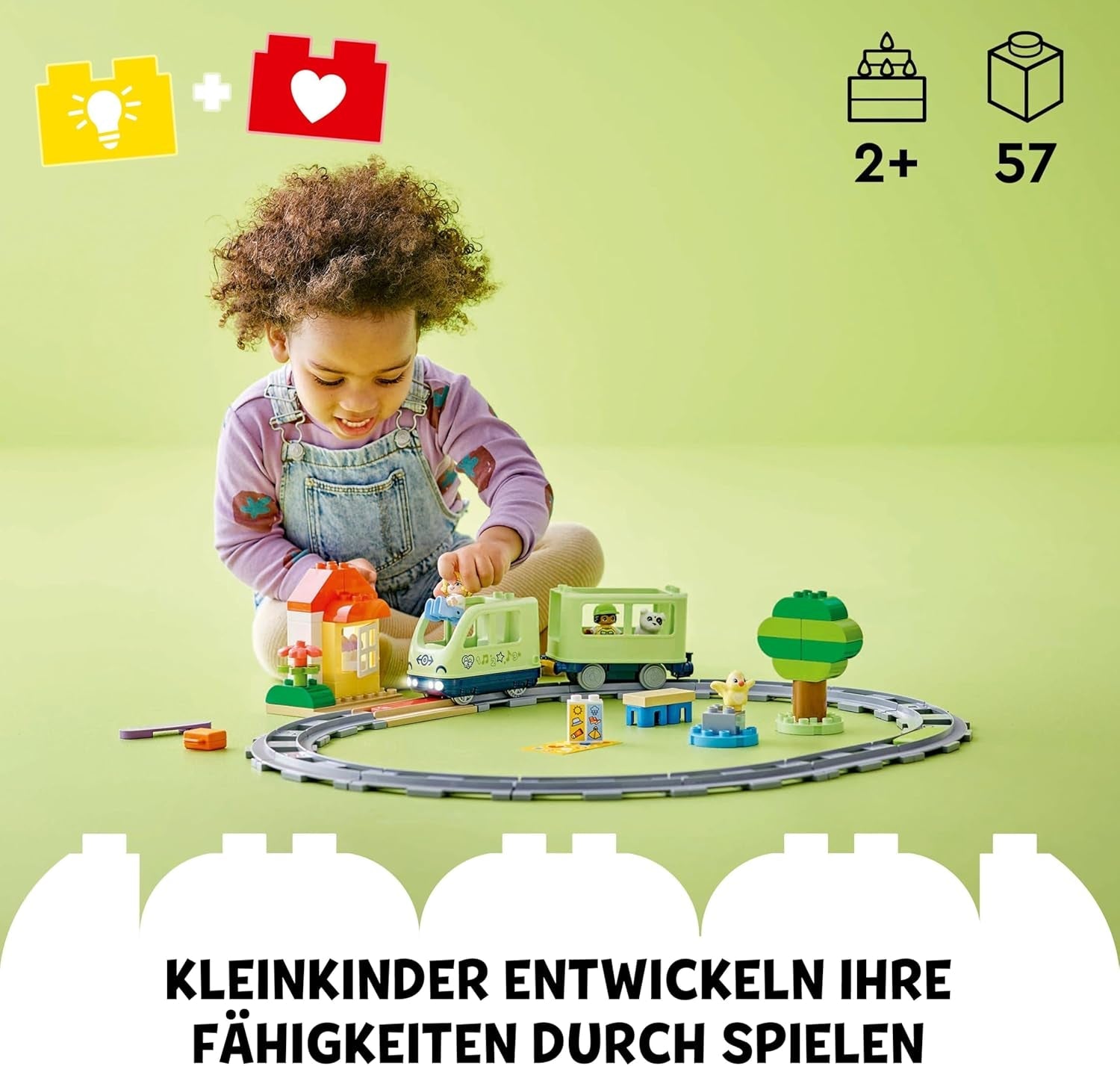 LEGO DUPLO Interaktive Abenteuer-Eisenbahn - Lernspielzeug für Kleinkinder ab 2 Jahren – 14 Gleisstücke, Aktionssteine mit Geräuschen und 4 Spielfiguren – Geschenkidee für Jungen & Mädchen - 10427