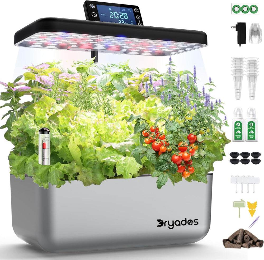 Système de culture hydroponique : 8 capsules, lampe LED à spectre complet de 24 W avec avertissement de faible niveau d'eau | Jardin intérieur pour cuisine, salon, école | Idée cadeau pour les jardiniers amateurs
