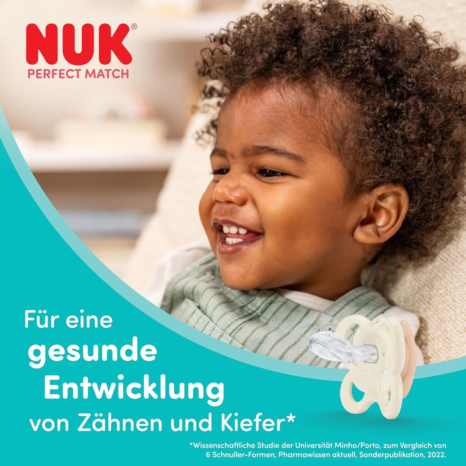 Sucettes NUK Perfect Match Air pour bébés | 0-6 mois | Sucettes orthodontiques qui favorisent la circulation de l'air et empêchent la bave | 95 % d'acceptation par les bébés** | Renard/ours en peluche | Paquet de 2