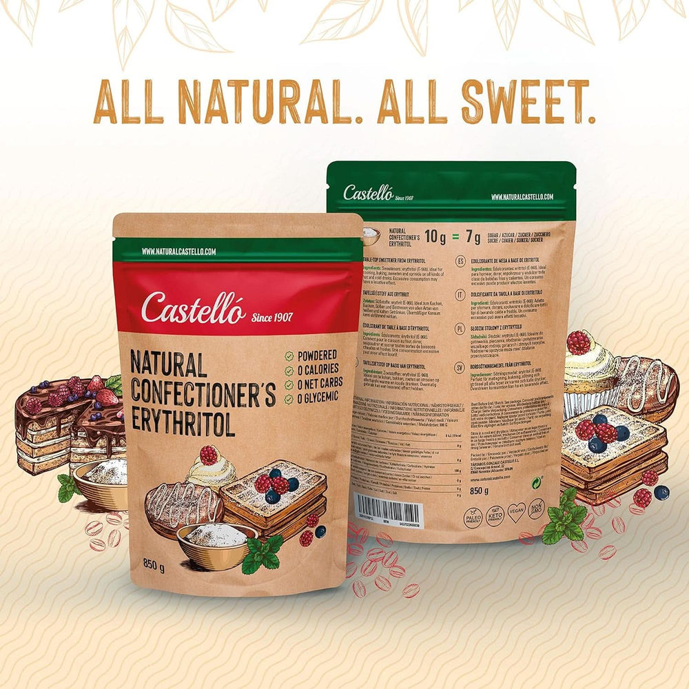 Érythritol naturel - Sucre glace | 10G = 7G de sucre, 850 grammes Édulcorants Naty Shop