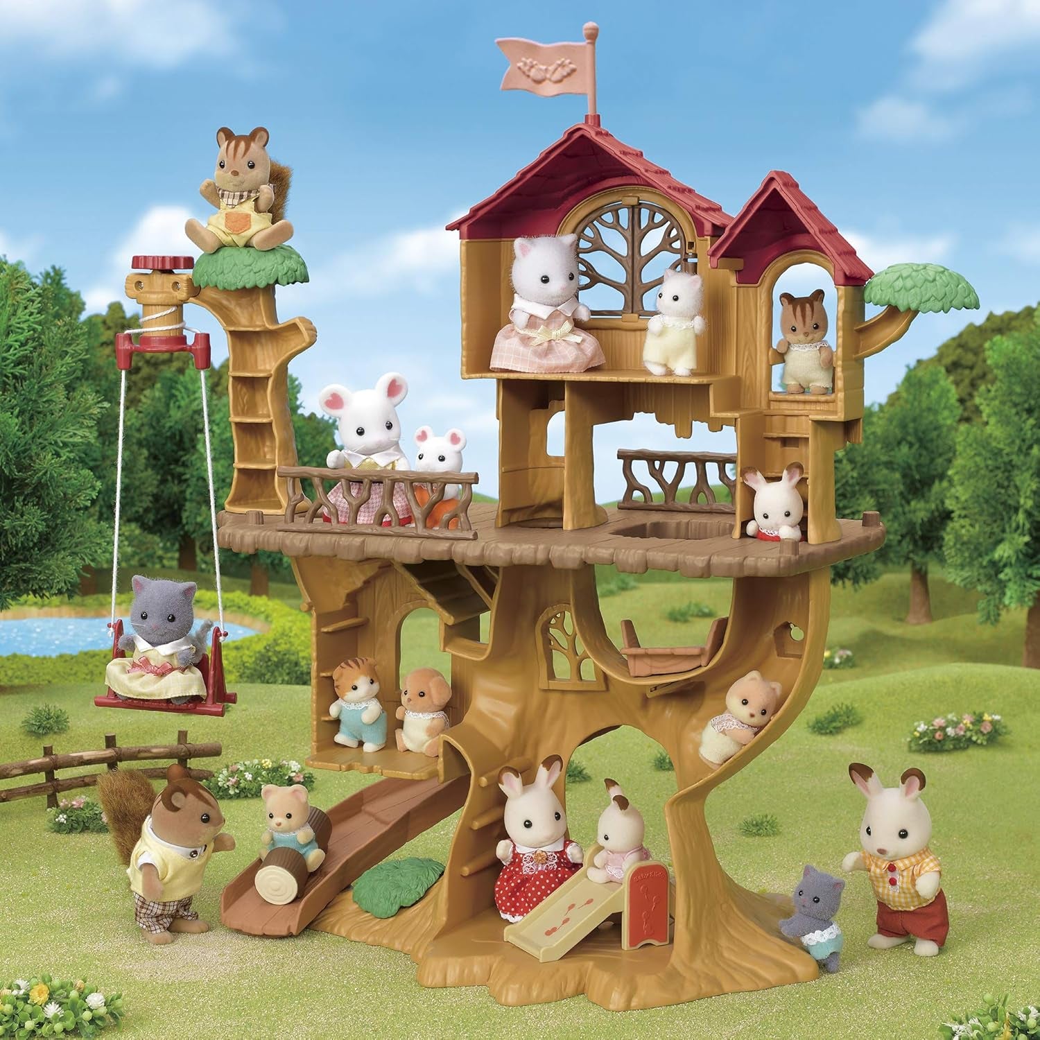 Sylvanian Families 5494 Cabane dans les arbres avec aventure - Ensemble de jeu pour maison de poupée