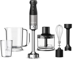 Kenwood Triblade XL Pro Stabmixer HBM80.322BK, 1200W, vitesses variables, Edelstahl(Pürierfuss), Schneebesen, Emulgieraufsatz, 500Ml Zerkleiner, 700 & 250Ml Becher, Spülmaschinenfeste Teile Bucatarie Naty Shop Schwarz Hbm80.322Bk