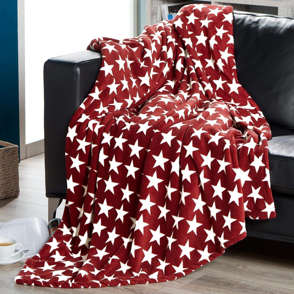 Couverture moelleuse Celinatex 150 X 200 Cm Couverture bordeaux canapé canapé couverture douce étoiles Microfibre Polaire Oeko-Tex Moonlight Lits et Couvre-lits Besuche den CelinaTex-Store