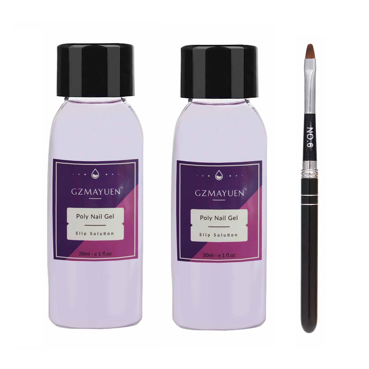 GZMAYUEN Poly Nail Gliding Solution 30 ml * 2 Gel d'extension d'ongle liquide Poly Extension Gel - Solution de glisse facile à faire soi-même avec brosse