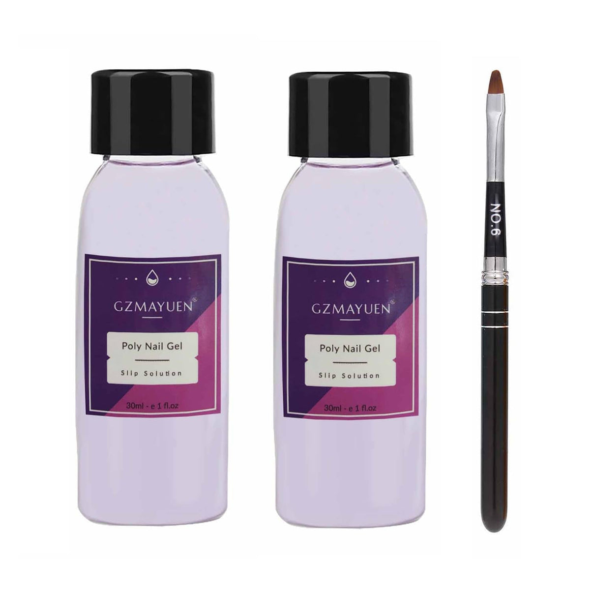 GZMAYUEN Poly Nail Gliding Solution 30 ml * 2 Gel d'extension d'ongle liquide Poly Extension Gel - Solution de glisse facile à faire soi-même avec brosse