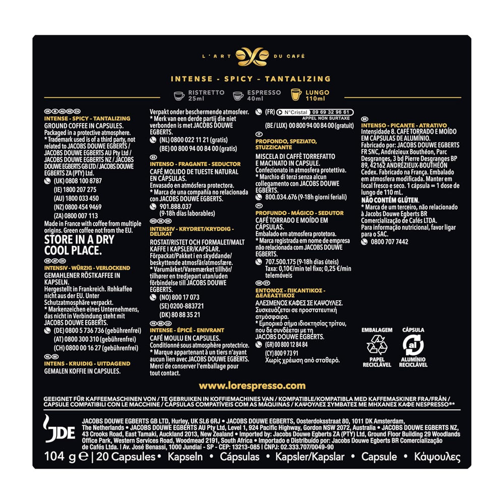 L'OR Espresso Koffiecups Lungo Profondo (200 Lungo Koffie Capsules, Gesicht voor Nespresso* Koffiemachines, Intensity 08/12, 100% Arabica Koffie, UTZ Gecertificeerd), 10 x 20 Cups