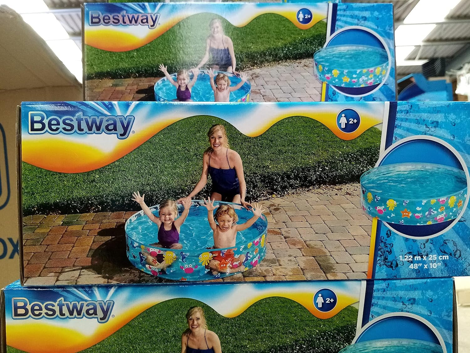 Piscină pentru copii Bestway FillN Fun, Sparking Sea, 122 x 25 cm, BW55028, Multicoloră, 122 x 122 x 25 cm