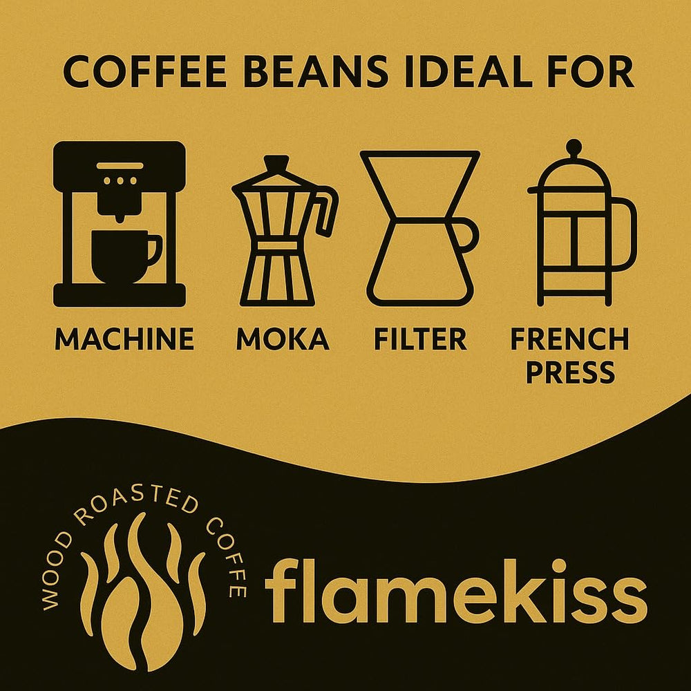 Grains de café 1 kg – Grains d'espresso Arabica et Robusta de haute qualité, torréfiés à la main au feu de bois pour une expérience de café en grains entiers riche et aromatique