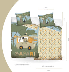 Parure de lit enfant, animaux, 100% coton avec fermeture éclair Literie - enfant Naty Shop