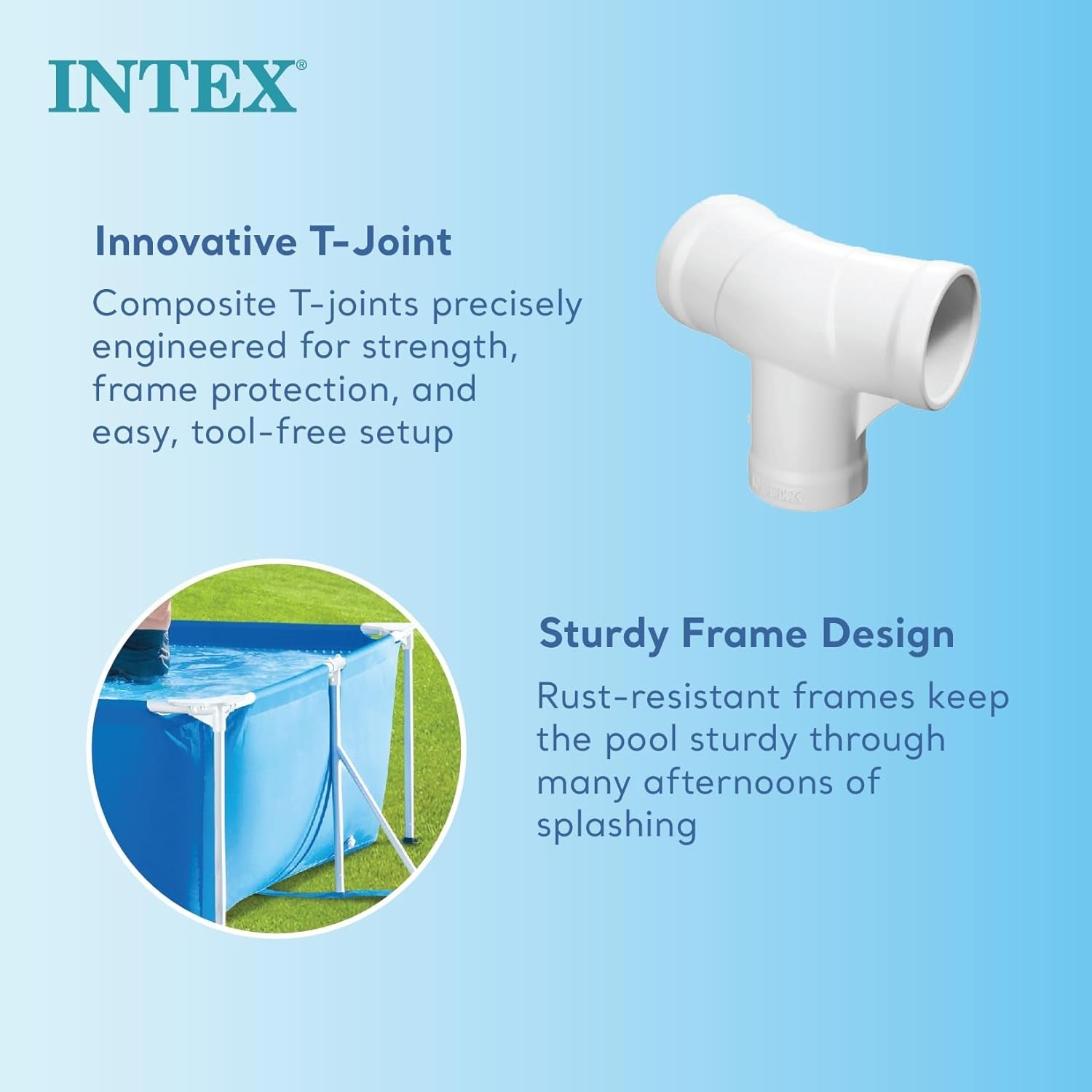 Intex 28271NP - Piscină supraterană dreptunghiulară cu cadru, 2282 L, oțel și PVC, albastră, 260x160x65 cm
