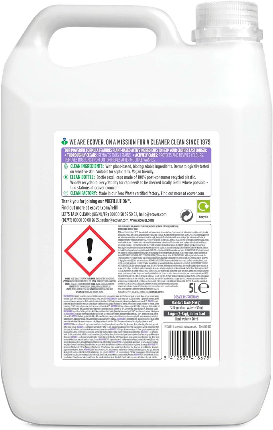 Lessive Ecover Color Fleur de Pommier & Freesia, Lessive liquide aux ingrédients végétaux pour préserver et protéger les vêtements Naty Shop