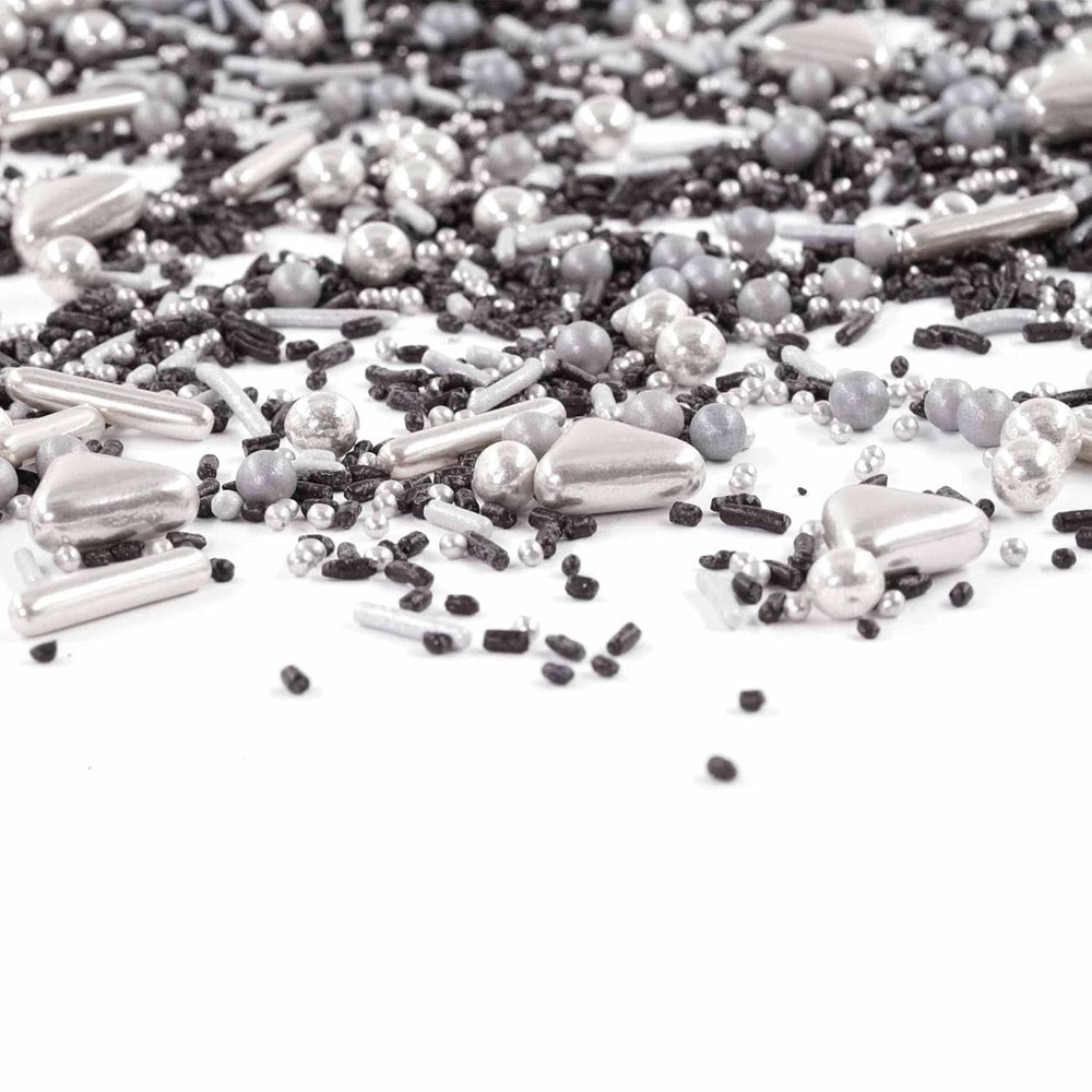 Streusel Glück Black Beauty, Mix Sprinkles Argent - Noir, 90 grammes Sprinkles Naty Shop
