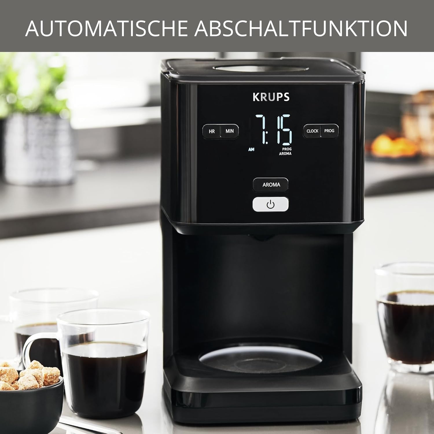Machine à café Krups Smart'n Light avec minuterie, pour 1,25 litre de café filtre, fonction maintien au chaud, arrêt automatique, noir, KM600810