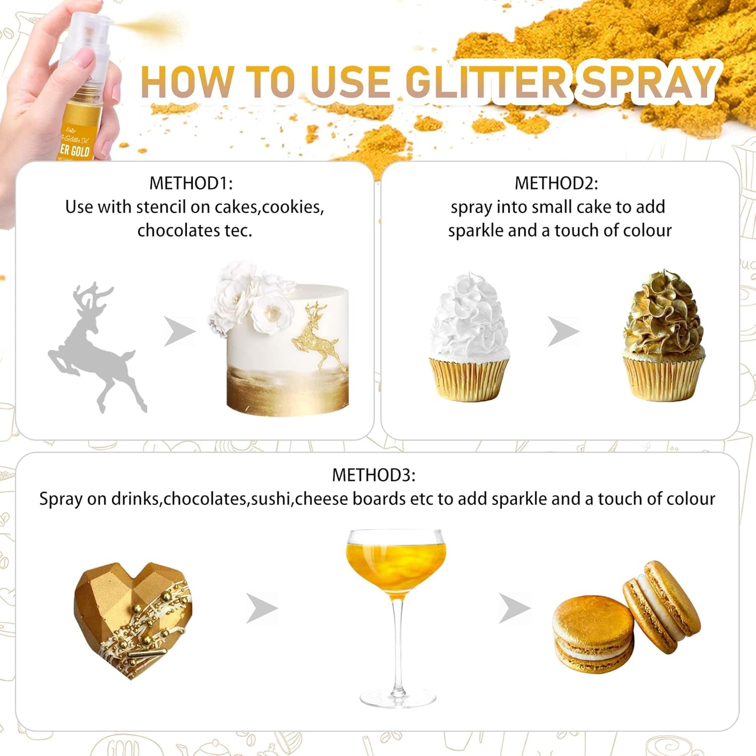 Spray de Paillettes Comestibles - 22G Paillettes Comestibles, Poudre de Paillettes Comestible pour Boissons, Décorations de Gâteaux, Macarons - Poudre de Paillettes Colorantes Alimentaires, Paillettes Comestibles pour Cocktails, Muffins (Rose)