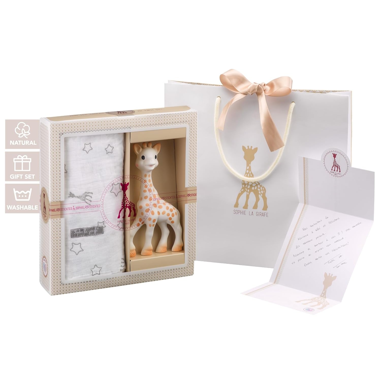 Coffret anniversaire Sophie la girafe Hochet pouet Sophiesticated 00012 Jouets Bebe Naty Shop Stèle Sophie La Girafe ensemble doudou et jouet de dentition pour enfant