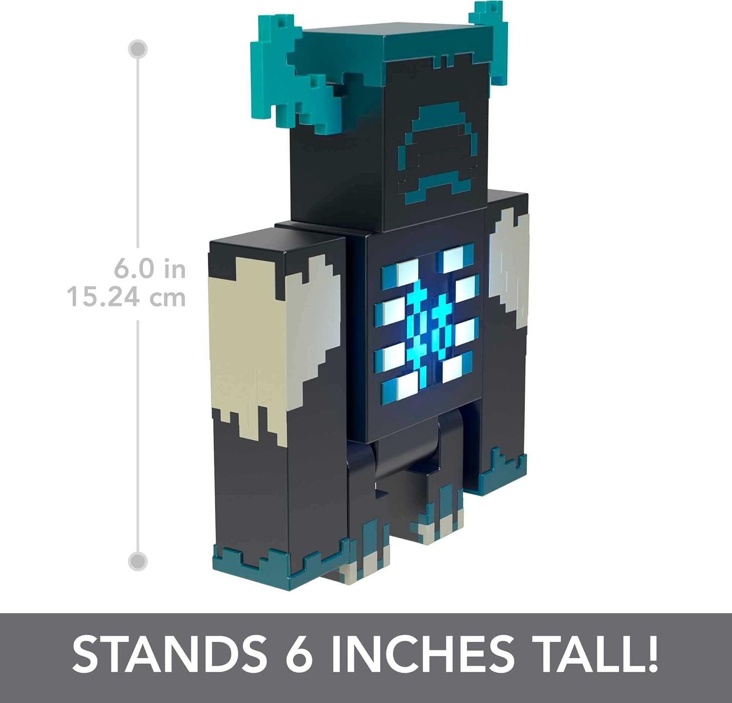 MINECRAFT Warden Figure - Figurine avec lumières, bruits et mode attaque, pour les joueurs et fans de jeux vidéo d'aventure à partir de 6 ans, HHK89, noir - Figurines Guardiano Naty Shop