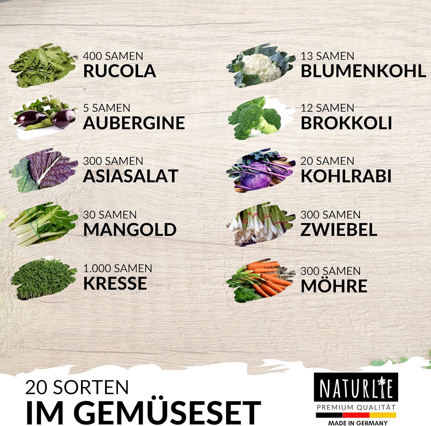 20Er Gemüse Samen Set Von , 20 Sorten Premium Gemüse Saatgut Im Gemüseset Für Den Anbau Im Garten, Hochbeet Oder Balkon - XXL Gemüsesamen Sortiment - Samenfestes Saatgut!