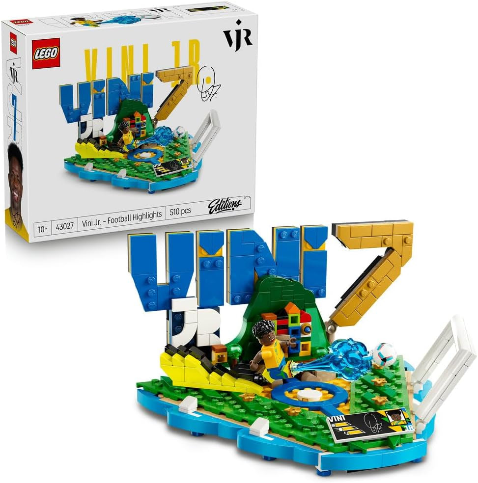 LEGO Editions Vini Jr. – Fußball-Highlights Spielzeug - 3D Modellbau mit Minifigur zum Sammeln - Kinderzimmer Deko - Geschenk für Jungen, Mädchen ab 10 Jahren und Erwachsene Sportfans - 43027