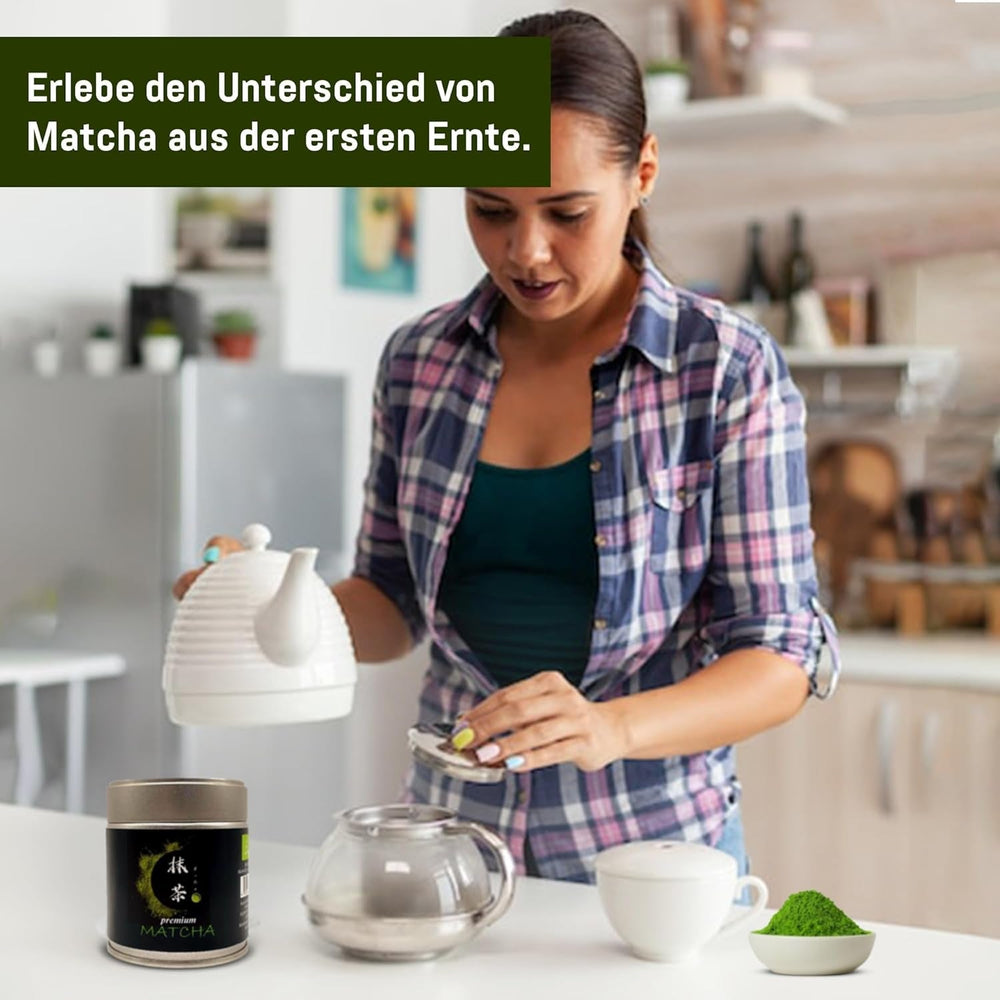 UJI de qualité cérémonielle - Boîte 30g - Bio - Matcha 100% japonais - Première récolte - Matcha pur - Moulu