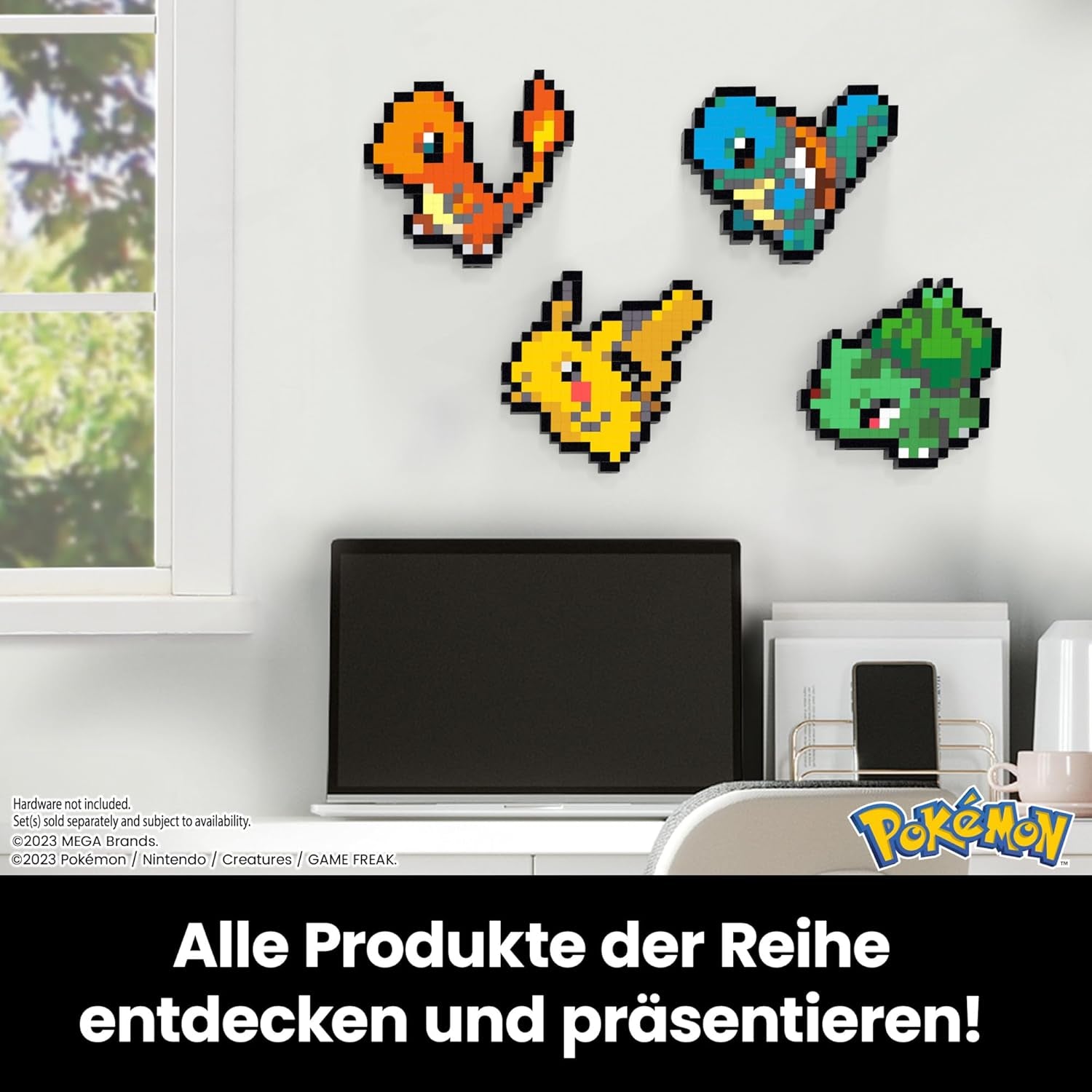 MEGA Pokémon Glumanda - Figurine rétro à construire, Pixel Art, avec base de montage mural, pour constructeurs et collectionneurs adultes, figurines d'action HTH76 Naty Shop