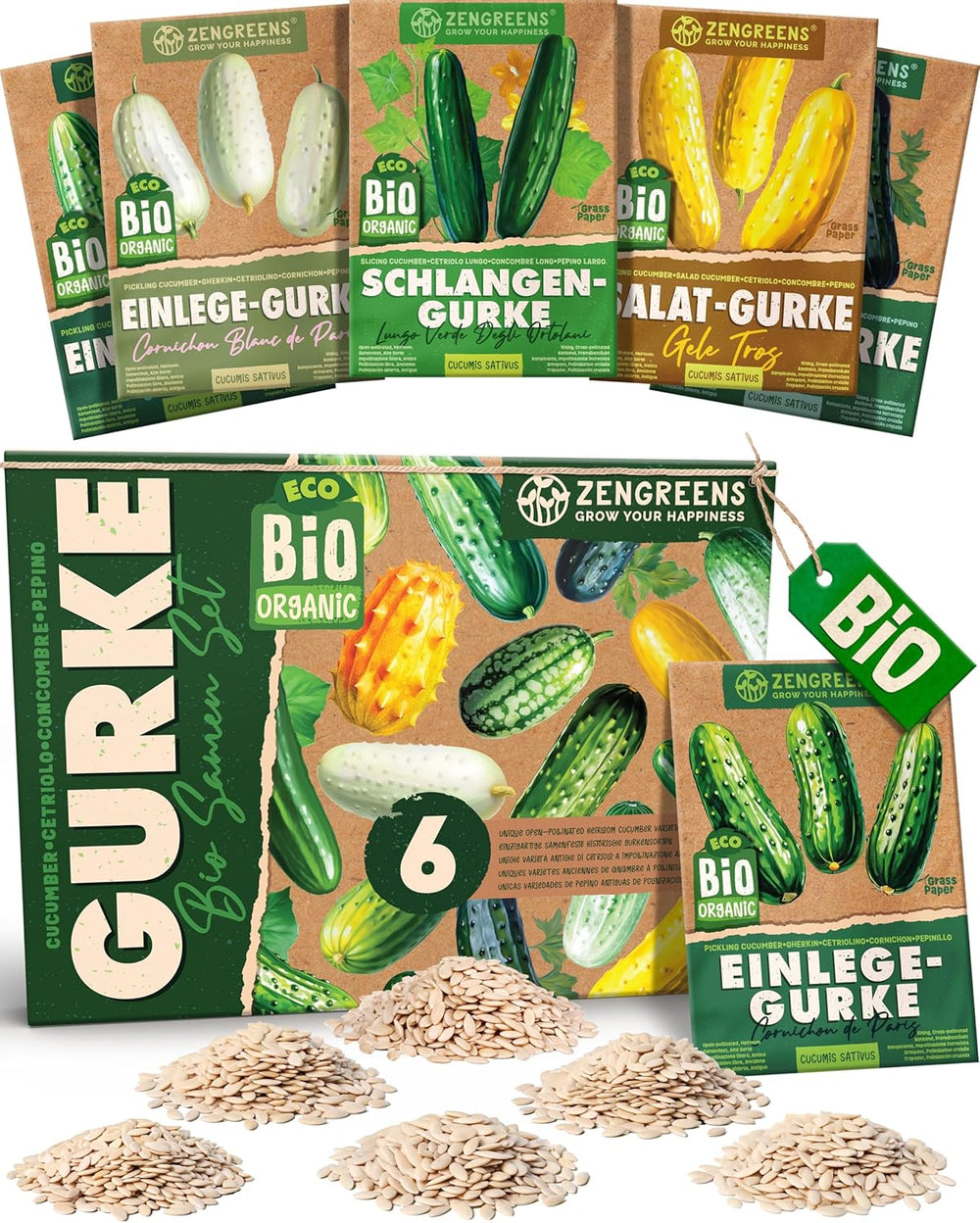 Graines de basilic biologiques dans un ensemble de 6 - 6 graines de basilic pour une culture facile dans le jardin, le balcon ou le parterre surélevé - Graines de plantes - Semis