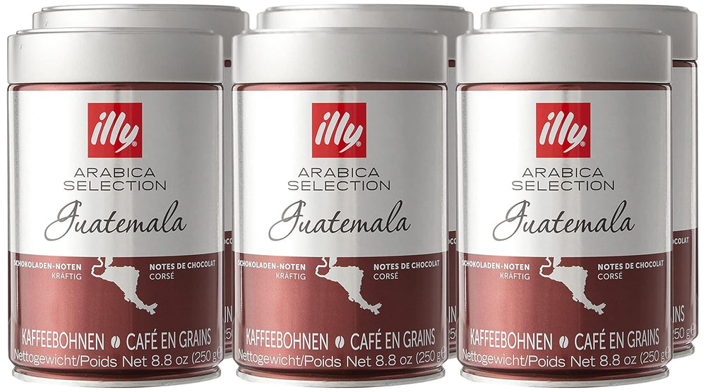 grains de café illy, sélection de grains de café Arabica, Guatemala, paquet de 6 (6 x 250g)