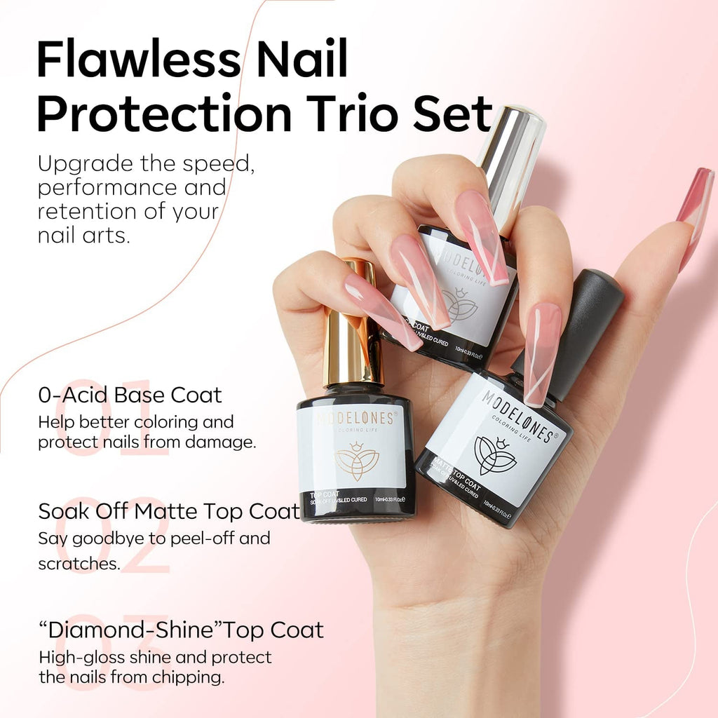 Modelones Set de 35 de bucăți pentru unghii cu gel, Set de ojă UV cu lampă 48W, Set de ojă gel maro nud alb roz, Set de ojă gel UV cu bază top coat Set studio unghii