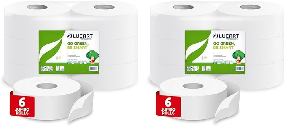 Rouleaux de papier toilette Jumbo Eco, 2 épaisseurs, crème nettoyante pour les mains avec formule nettoyante, hydratante et lissante - Parfum floral - 5 L, 6 pièces (1 paquet)