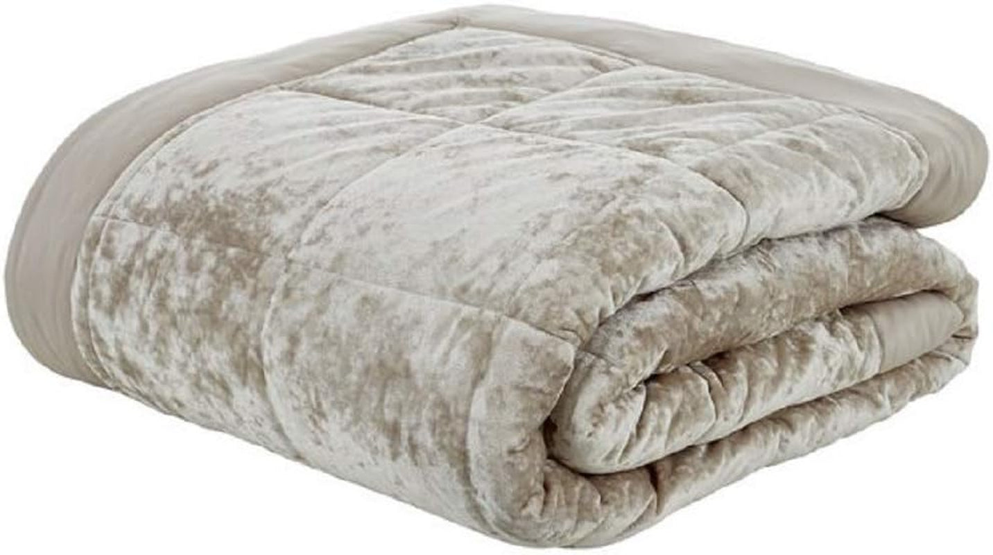 Catherine Lansfield - Couvre-lit double imitation velours écrasé - Polyester, Polyester, Argent, 53 X 23 X 53 cm Catherine Lansfield Lits et Couettes Nature 53 X 23 X 53 cm