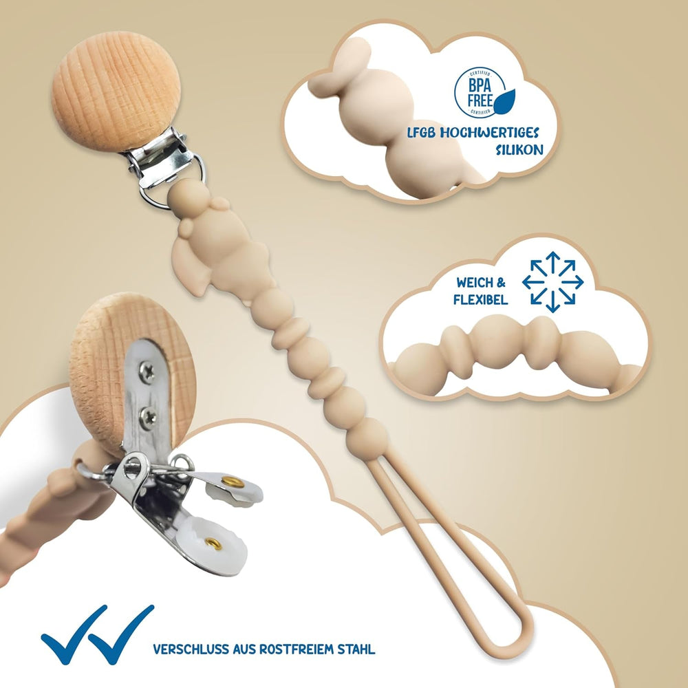 Anneau de dentition pour bébé avec chaîne de tétine - Aide à la dentition - Jouet pour bébé de 0 à 6 mois - Essentiels pour nouveau-né - Jouet de dentition sans BPA - Idées cadeaux pour nourrissons