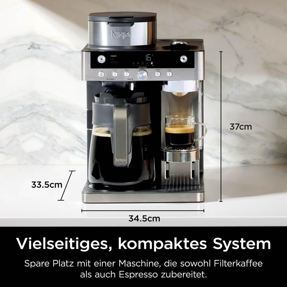 Ninja Prestige Cafetière filtre 2 en 1 avec capsules et mousseur à lait intégré, pour latte, café glacé et Flat White, noir CFN802EU